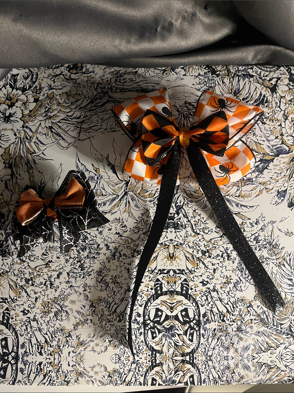 Handmade Halloween Orange & Black Bow Hair Clips for Kids